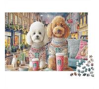 Poodle 1000 Piece Jigsaw Puzzles for Adults， Puzzle 1000 Pieces Twilight Hamlet Impossible Challenge Toy Educational Game Home Decoration 38x26cm/1000pcs