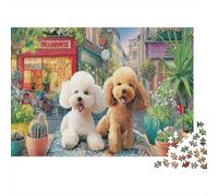 Poodle 1000-Piece Recycled Cardboard Material Two Poodles One Puppy Puzzles Adults Decompression Stress Relief Wall Decoration Best Gift for Anniversary 38x26cm/1000pcs