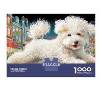 Poodle 1000 Piece Recycled Cardboard White Poodle Lying Puzzle, 12+, Brain Training, Personalised Gift, Wall Decor & Holiday Activity 70x50cm/1000pcs