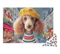 Poodle 1000 Piece Recycled Cardboards Apricot Poodle Yellow Cap Jigsaw Adults Decompression Creativity Wall Decoration Great-Gift-Idea for Housewarming 52x38cm/1000pcs