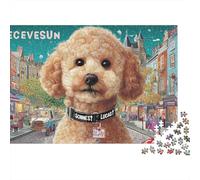 Poodle 1000 Pieces Jigsaw Puzzles Engaging Educational Games Tan Poodle with Black Collar Jigsaw Puzzle Unique Puzzle Gift for Adults & Families 52x38cm/1000pcs