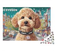 Poodle 1000 Pieces Jigsaw Puzzles Engaging Educational Games Tan Poodle with Black Collar Jigsaw Puzzle Home Decoration for Adults & Families 70x50cm/1000pcs