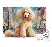 Poodle 1000 Pieces Jigsaw Puzzles Engaging Family Games Tan Poodle on A Street Jigsaw Puzzles Beautiful Decoration for Gifts 38x26cm/1000pcs