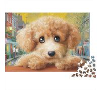 Poodle 1000 Pieces Jigsaw Puzzles Engaging Home Decoration Tan Poodle Lying on Table Jigsaw Puzzles Beautiful Decoration for Gifts 38x26cm/1000pcs