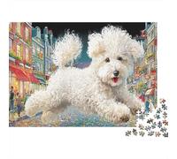 Poodle 1000 Pieces Recycled Cardboard Fluffy White Poodle Leaping Eco-friendly Jigsaw Puzzle Adults Creativity Anxiety Reducer Wall Decoration Great Gift Ideas 70x50cm/1000pcs