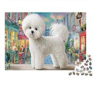 Poodle 1000 Pieces Recycled Cardboard White Poodle in Town Eco-friendly Jigsaw Adults Stress Relief Anxiety Reducer Wall Decoration Gift 70x50cm/1000pcs