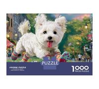 Poodle 1000 Pieces Thick Cardboard Playful Puppy Puzzle Teens Stress Relief Mindfulness Travel Compact Gift for Teen Fans 38x26cm/1000pcs