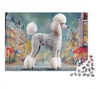Poodle 1000pc DIY Jigsaw Puzzle for Puzzle Hobbyists Sturdy Cardboard Grey Poodle Standing in City Home Decoration Wall Display Mental Puzzle Game 52x38cm/1000pcs