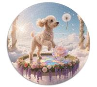 Poodle 1000pc Round Puzzle with Pet Dog, Offers A Relaxing Yet Challenging Experience, Brilliant for Mindfulness Practice 1000pcs (67.5x67.5cm)