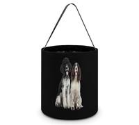Poodle and English Springer Spaniel Dog Cute Halloween Candy Bucket Reusable Collapsible Candies Basket Fabric Tote Bags