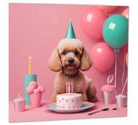 Poodle Birthday Card Poodle with Cake Card 145mm x 145mm