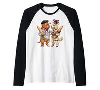 Poodle + Bordeaux Dog Couple France Flag Raglan Baseball Tee