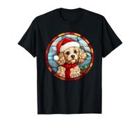 Poodle Christmas Dog Mom Dad Stained Glass Art Holiday T-Shirt
