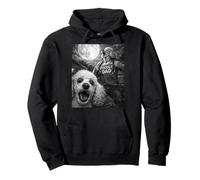 Poodle Dad Moon Funny Scary Vintage Graphic Man Men's Selfie Pullover Hoodie
