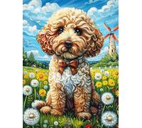 Poodle Dog by Windmill 300 Piece Complete DIY Jigsaw Puzzle Wild Animal Collectors Mind Relaxation Educational Decorative Puzzle Gifts for Adults Wooden Cardboard 300 PCS