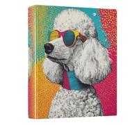 Poodle Dog Colorful Blue 3 - Ring Binders with 1.57" Round Rings Fit 200 Sheets of 8.5x11 Inches Paper for Office Meeting Classroom School Home, 12.4x10.63x2.36 Inches