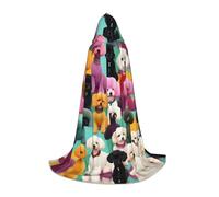 Poodle Dog Print Hooded Cloak Halloween Witch Costume for Men Women Cosplay Costumes