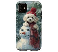 Poodle Dog Snowman Christmas Winter Scene Case for iPhone 11
