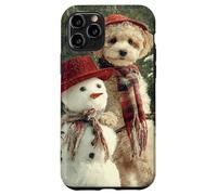 Poodle Dog Snowman Christmas Winter Scene Case for iPhone 11 Pro