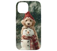 Poodle Dog Snowman Christmas Winter Scene Case for iPhone 14
