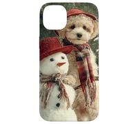 Poodle Dog Snowman Christmas Winter Scene Case for iPhone 14 Plus