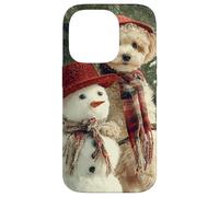 Poodle Dog Snowman Christmas Winter Scene Case for iPhone 14 Pro