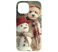 Poodle Dog Snowman Christmas Winter Scene Case for iPhone 15
