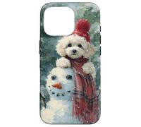 Poodle Dog Snowman Christmas Winter Scene Case for iPhone 16 Pro