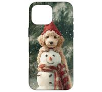 Poodle Dog Snowman Christmas Winter Scene Case for iPhone 16 Pro Max