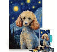 Poodle Dog Starry Night 1000 Piece Jigsaw Puzzles for Teenagers Jigsaw Think Game Calm Mind Quality Edge (38x52cm)