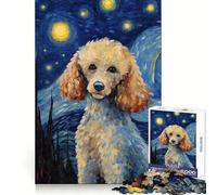 Poodle Dog Starry Night 1000 Pieces Jigsaw Puzzles for Teenagers Improve Memory Mental Relax Sharp Edge Creative Gift (38x26cm)