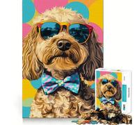 Poodle Doodle Dog Sunglasses Pop Art 1000 Piece Jigsaw Puzzles for Teenagers Jigsaw Logic Train Toy Stress Relief Smooth Cut Memorable Gift (38x52cm)