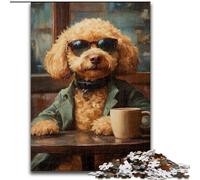 Poodle Drinking Coffee 1000 Piece Jigsaw Puzzle for Adults Teens, Suitable for Ages 14 And Up Family Fun It Is Ideal As A Gift for The Whole Family (26x38cm)