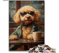 Poodle Drinking Coffee 1000 Pieces Jigsaw Puzzle for Adults& Teens, Suitable for Ages 14 And Up Toy Wall Decor Birthday And Unique Gifts (50x75cm)