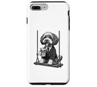 Poodle drinking ice coffee on a swing b&w DIGOR Case for iPhone 7 Plus/8 Plus