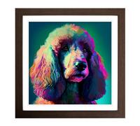 Poodle Fauvism Framed Print | 18x18 Inch Walnut Framed Wall Art | Ready to Hang | Modern Nature Picture | Living Room Bedroom Lounge Office