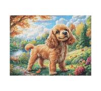 Poodle Flower Field 500 Piece Jigsaw Puzzle for Adults Jigsaw Cozy Night In Activity Colourful Challenge Great Gift for Puzzle Lovers Stress Reliever 500 PCS