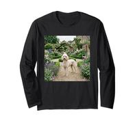 Poodle Garden Path Floral Cottage Bloom Scene Long Sleeve T-Shirt
