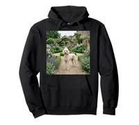 Poodle Garden Path Floral Cottage Bloom Scene Pullover Hoodie