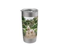 Poodle Garden Path Floral Cottage Bloom Scene Stainless Steel Insulated Tumbler