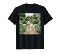 Poodle Garden Path Floral Cottage Bloom Scene T-Shirt