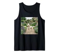 Poodle Garden Path Floral Cottage Bloom Scene Tank Top