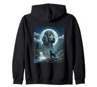 Poodle Howling to The Moon Meme Funny Dog Lover Zip Hoodie
