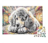 Poodle in City 1000 Pieces Puzzle Premium Cardboard Puppy Lying Down Unique Christmas Birthday Gift Adults Seniors Premium Quality Home Decoration Indoor Game 70x50cm/1000pcs