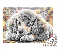 Poodle in City Mind Relaxation Office Puppy Floral Art 1000 Piece Break Kids Puzzle Beginners Cognitive Development Family Game Night Present Idea 70x50cm/1000pcs