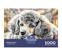 Poodle in City Premium Cardboard 1000 Piece Poodle Lying Down Jigsaw Bundle, Brain Training Adults, Stress Relief, Gift & Office Break Leisure 38x26cm/1000pcs