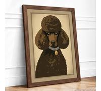 Poodle in Jewels Vintage Framed Wall Art Print A2 (59.4×42cm) Walnut, Wall Decor for Living Room, Bedroom, Office & Home, Ready to Hang, Art Gift
