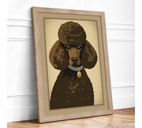 Poodle in Jewels Vintage Framed Wall Art Print A3 (42×29.7cm) Oak, Wall Decor for Living Room, Bedroom, Office & Home, Ready to Hang, Art Gift