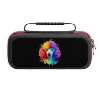 Poodle in Rainbow Hair Carrying Case Compatible with Switch Accessories Holds 20 Game Cartridge