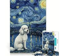 Poodle in Starry Night Painting Jigsaw Puzzles 1000 Piece for Adults Think Smart Toy Together Fun Accurate Cut Art Display (50x75cm)
